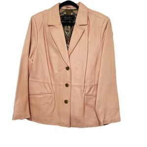 Vintage Terry Lewis Classic Luxuries 100% Leather Jacket Light Pink Size 1X Boho